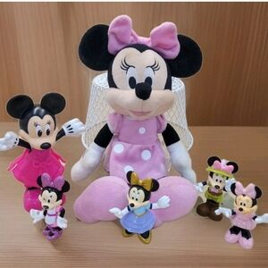 Lot of 6 Minnie Mouse Figures Includes 1 Plush Dress up Minnie Waitress Minnie